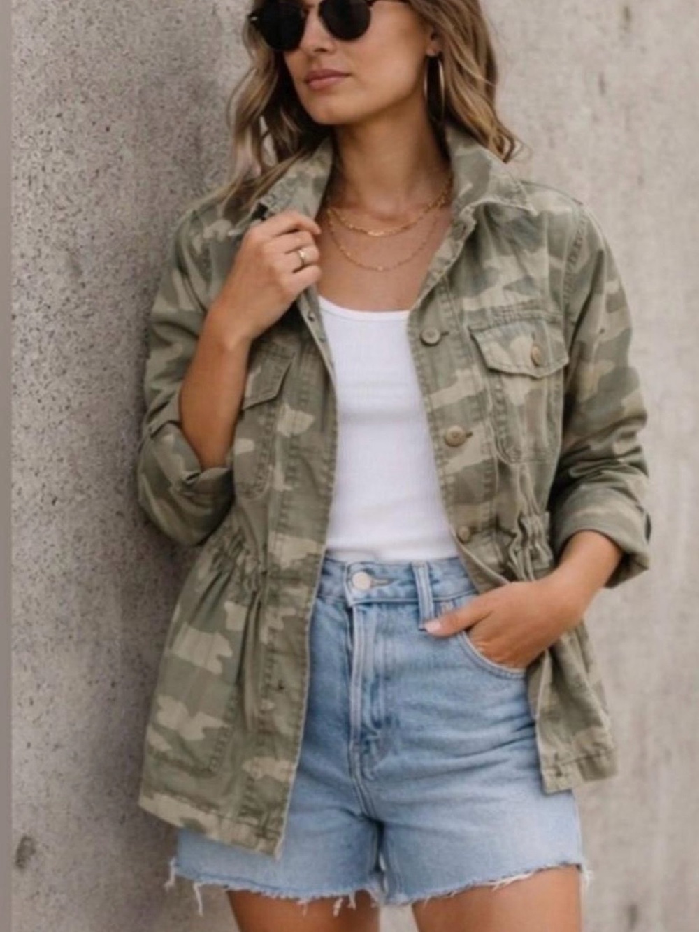 American Eagle Outfitters Camo Military Jacket Small AEO Utility Camouflage